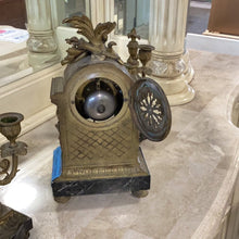 Load image into Gallery viewer, 3pcs. Brass and Marble Clock with candle holders - Kenner Habitat for Humanity ReStore
