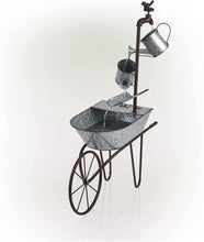 Load image into Gallery viewer, Alpine Corporation NCY402 Alpine 36&quot;Tall Rustic Wheelbarrow and Watering Can Yard Decoration Fountain, Metal ntain. - Kenner Habitat for Humanity ReStore
