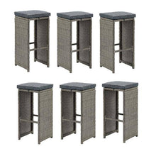 Load image into Gallery viewer, Asti 30 in. H All-Weather Wicker Outdoor Pub Stools with Gray Cushions (Set of 6 - Kenner Habitat for Humanity ReStore
