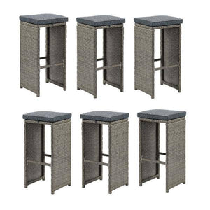 Asti 30 in. H All-Weather Wicker Outdoor Pub Stools with Gray Cushions (Set of 6 - Kenner Habitat for Humanity ReStore