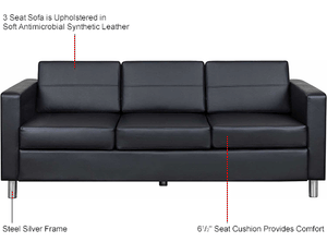 Interion® Antimicrobial Upholstered Leather Sofa, Black - Kenner Habitat for Humanity ReStore