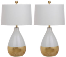 Load image into Gallery viewer, KINGSHIP 24-INCH H WHITE AND GOLD TABLE LAMP Set - Kenner Habitat for Humanity ReStore
