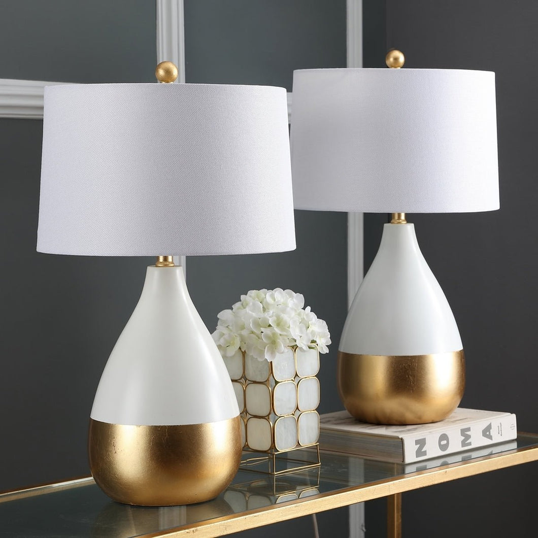 KINGSHIP 24-INCH H WHITE AND GOLD TABLE LAMP Set - Kenner Habitat for Humanity ReStore