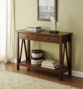 Titian 43 in. Antique Tobacco Standard Rectangle Wood Console Table with Drawers - Kenner Habitat for Humanity ReStore