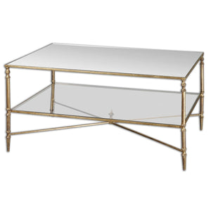 Uttermost Henzler Mirrored Glass Coffee Table, Gold Leaf Finish - Kenner Habitat for Humanity ReStore