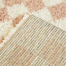 Load image into Gallery viewer, Walker Checkered Machine Woven polypropylene Area Rug in Pink/Cream Shag - Kenner Habitat for Humanity ReStore
