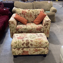 Load image into Gallery viewer, XL Yellow Floral Accent Armchair and Ottoman - Kenner Habitat for Humanity ReStore
